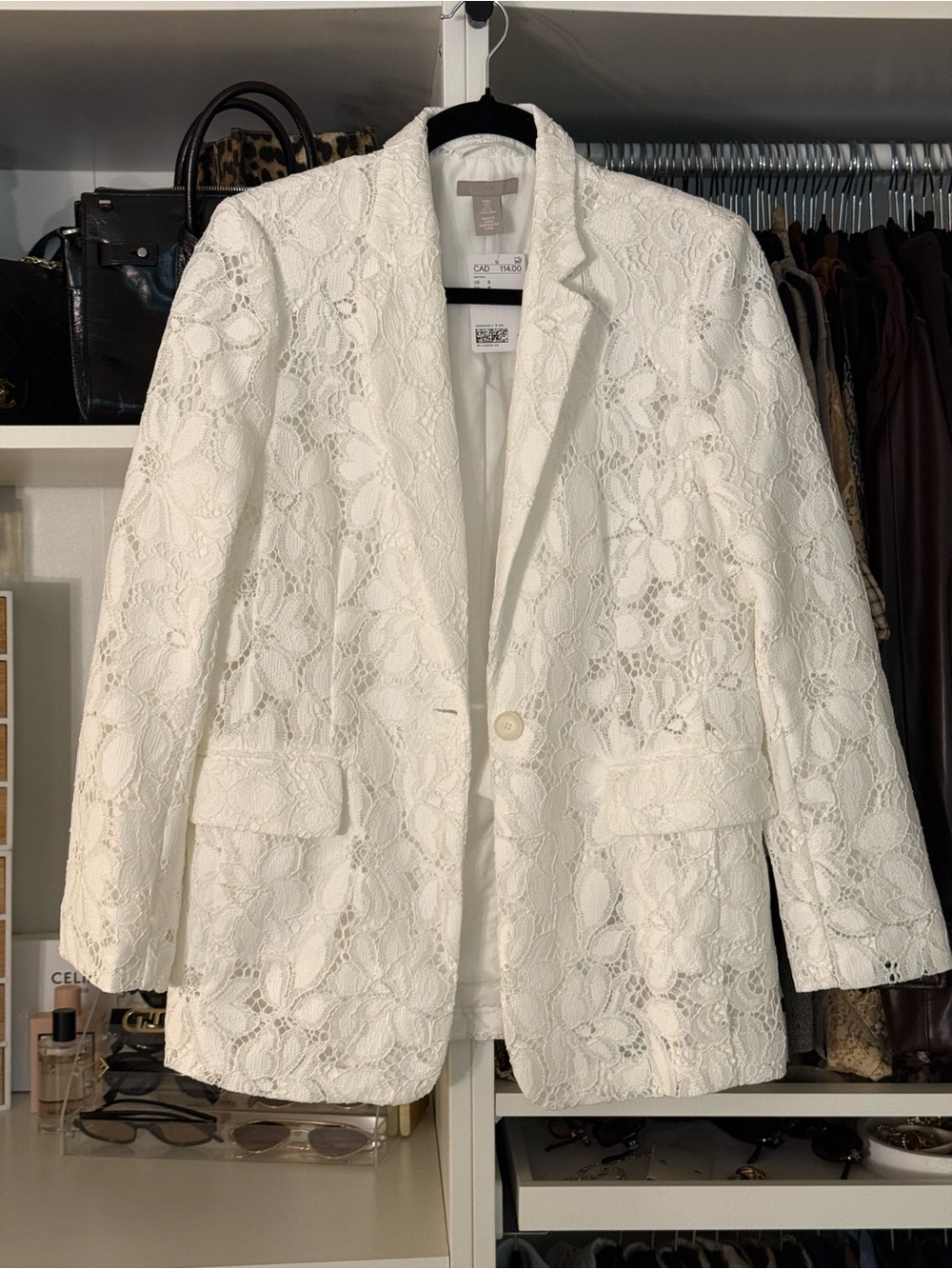 H&M White Lace Blazer Jacket
